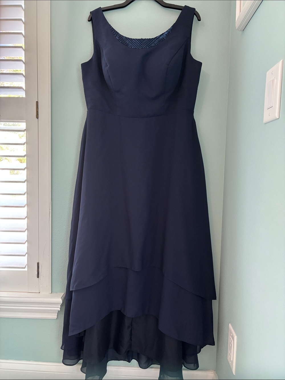 Elegant Navy Sleeveless Women’s Formal Layered Dress. 16W